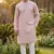 Men's  heavy silk rose pink kurta with all-over work & cotton pyjama