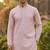 Men   s heavy silk rose pink kurta with all-over work & cotton pyjama