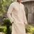 Men's  heavy silk chiku kurta with all-over work & cotton pyjama