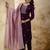 purple silk blend embroidered kurta pant set