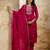 pink embroidered silk blend kurta pant set