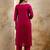 pink embroidered silk blend kurta pant set