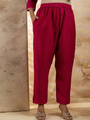 pink embroidered silk blend kurta pant set 4