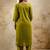 olive silk blend embroidered kurta pant set