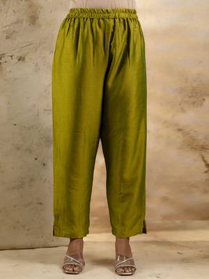 olive silk blend embroidered kurta pant set 4