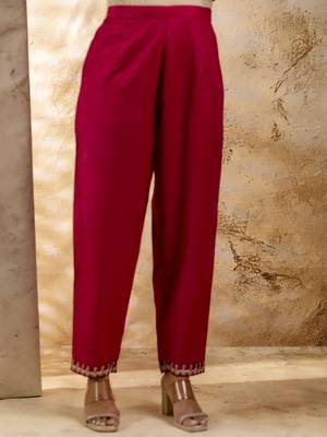 pink silk blend embroidered kurta pant set 4