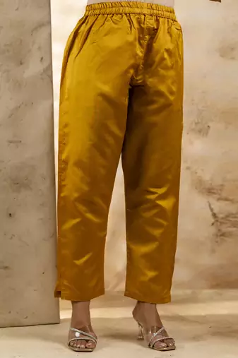 yellow embroidered kurta pant set with dupatta
