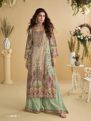 green crepe suit - full stitched free size 1