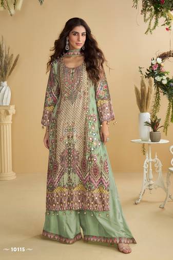 green crepe suit - full stitched free size