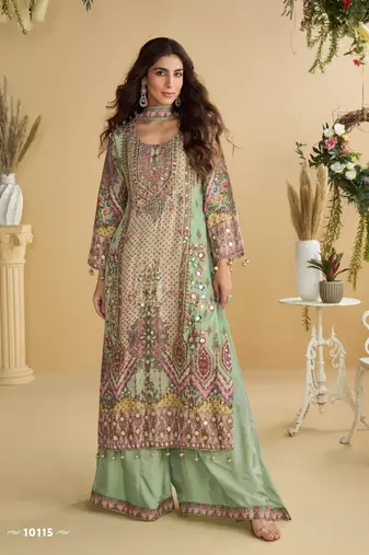green crepe suit - full stitched free size