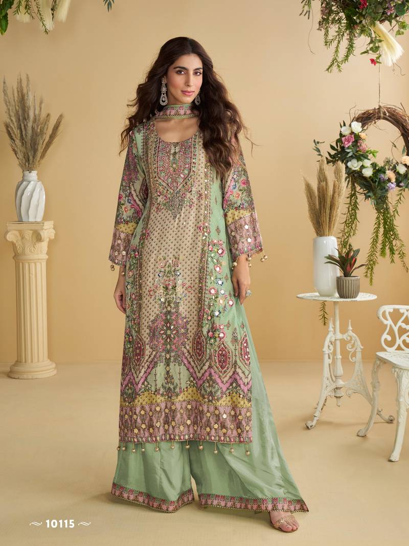 green crepe suit - full stitched free size