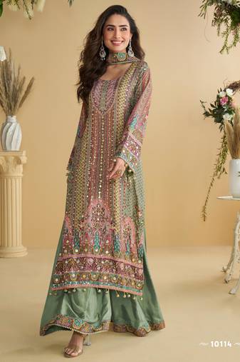 green crepe suit - full stitched free size