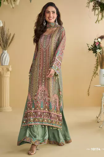 green crepe suit - full stitched free size