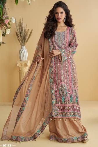 pink crepe suit - full stitched free size