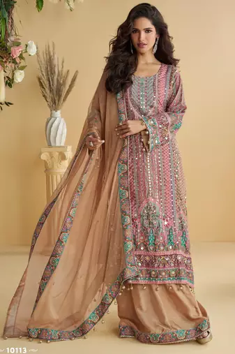 pink crepe suit - full stitched free size