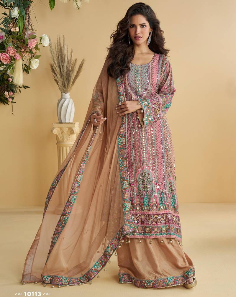 pink crepe suit - full stitched free size