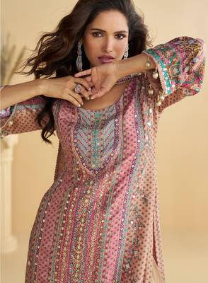 pink crepe suit - full stitched free size 2