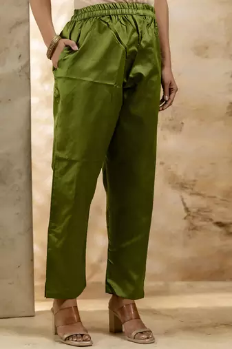 olive embroidered kurta pant set with dupatta