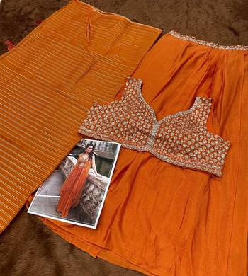 orange chinon silk shrug suit - full stitched free size 3