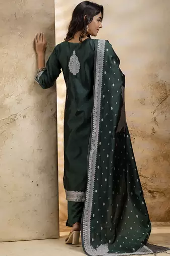 black embroidered kurta pant set with dupatta