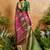 pink elegant handloom weaving paper silk blend saree