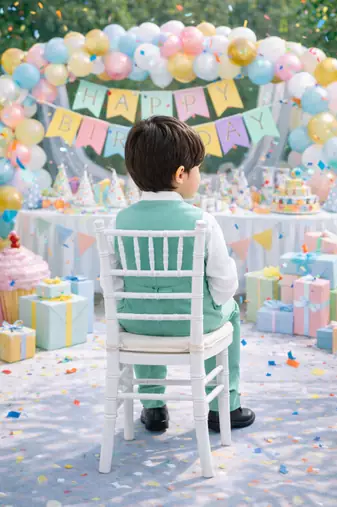 Boys sea-green shirt cotton blend set with trouser party wear suit