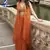 orange chinon silk embroidered palazzo wedding suit