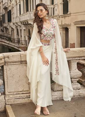 off white chinon silk embroidered palazzo suit 2