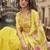 yellow chinon silk embroidered palazzo suit