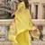 yellow chinon silk embroidered palazzo suit