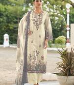 cream lawn cotton digital printed dress material