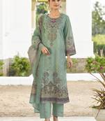 teal lawn cotton digital printed dress material
