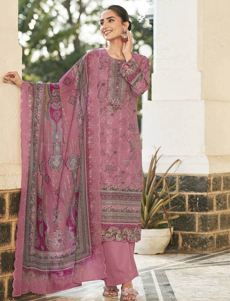 pink lawn cotton digital printed dress material