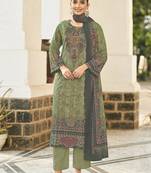 green lawn cotton digital printed dress material