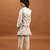 white viscose silk boys kurta pajama with embroidered jacket for festive wear
