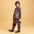 purple viscose silk boys kurta pajama with embroidered jacket for festive wear