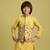 yellow viscose silk boys kurta pajama with embroidered jacket for festive wear