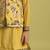yellow viscose silk boys kurta pajama with embroidered jacket for festive wear