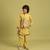 yellow viscose silk boys kurta pajama with embroidered jacket for festive wear