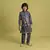 blue grey viscose silk boys kurta pajama with embroidered jacket for festive wear