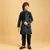 dark green satin boys kurta pajama set with thread embroidered jacket