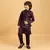 purple satin boys kurta pajama set with thread embroidered jacket