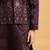 Purple satin thead with sequins embroidered work wedding function festival party boys straight kurta pant koti