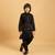 Black satin thead with sequins embroidered work wedding function festival party boys straight kurta pant koti