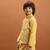 yellow viscose silk floral thread embroidered boys kurta pajama with jacket