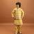 yellow viscose silk floral thread embroidered boys kurta pajama with jacket