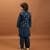 teal green viscose silk floral thread embroidered boys kurta pajama with jacket
