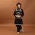 black viscose silk floral thread embroidered boys kurta pajama with jacket