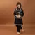 black viscose silk floral thread embroidered boys kurta pajama with jacket