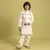 white viscose silk floral thread embroidered boys kurta pajama with jacket